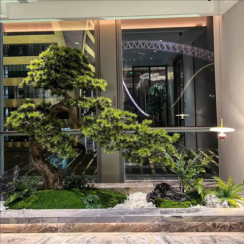 新中式仿真迎客松室内造景装饰景观罗汉松假松树绿植橱窗玄关角落|undefined