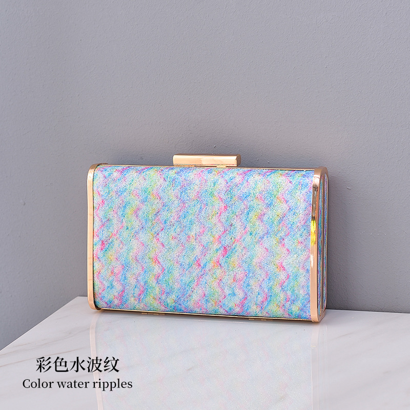 Cruz-frontera Arco Iris bolsa de noche de la mujer creativa bolsa de banquete hueco colorido pequeño bolso cuadrado transfronterizo de comercio electrónico Venta caliente Bolso de las mujeres