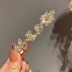 轻奢手工串珠水晶一字夹气质高级感侧边刘海夹发卡精致优雅弹簧夹