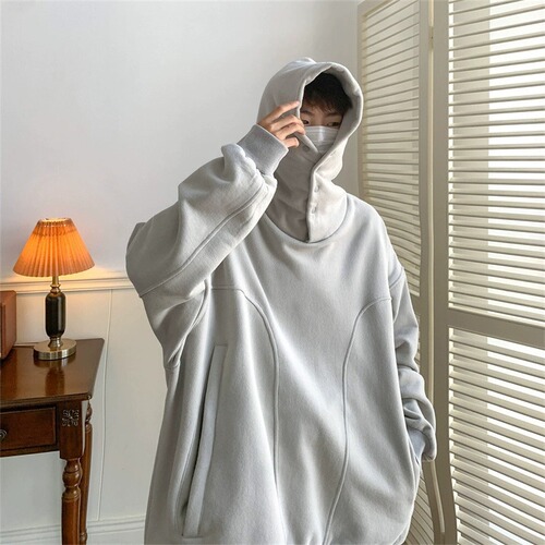 Chic Men's Hooded Sweatshirt for Spring and Autumn, Ins-inspired, Loose and Casual, Trendy and Versatile, Button-up Top