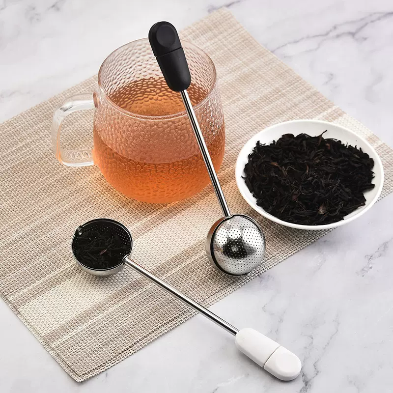 304旋转式茶球不锈钢茶漏家用茶具茶叶过滤器茶滤茶隔长柄泡茶器