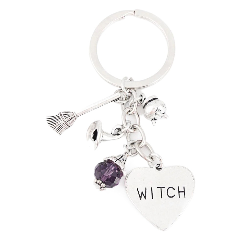 Europeo y americano transfronterizo Venta caliente Halloween bruja sombrero escoba combinación llavero personalidad moda llavero pequeño regalo