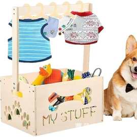 跨境木质淋浴箱宠物玩具收纳篮宠物零食衣服储物箱玩具整理架衣架
