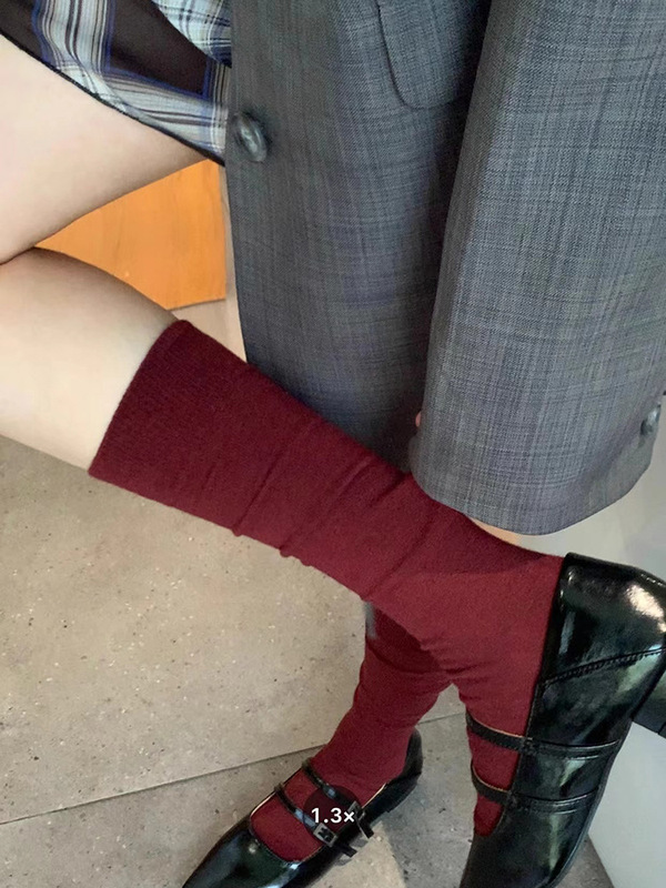 春秋季miu系堆堆袜子女日系灰色小腿袜学院风长筒袜简约百搭棉袜|undefined