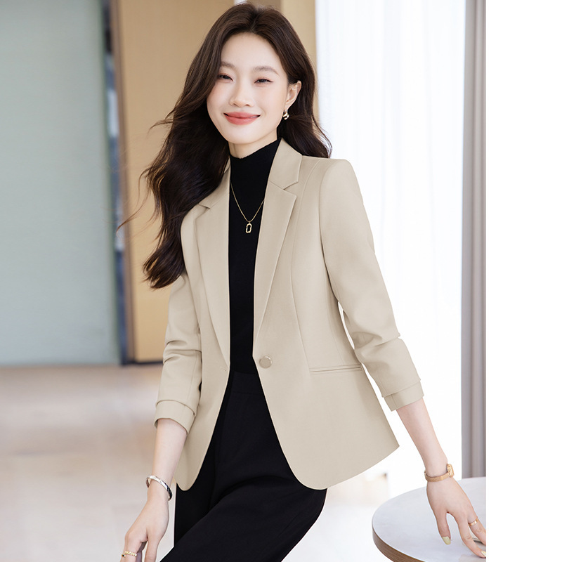 粉色西装女2025新款时尚长袖小西装高级感显瘦休闲西服职业正装|undefined