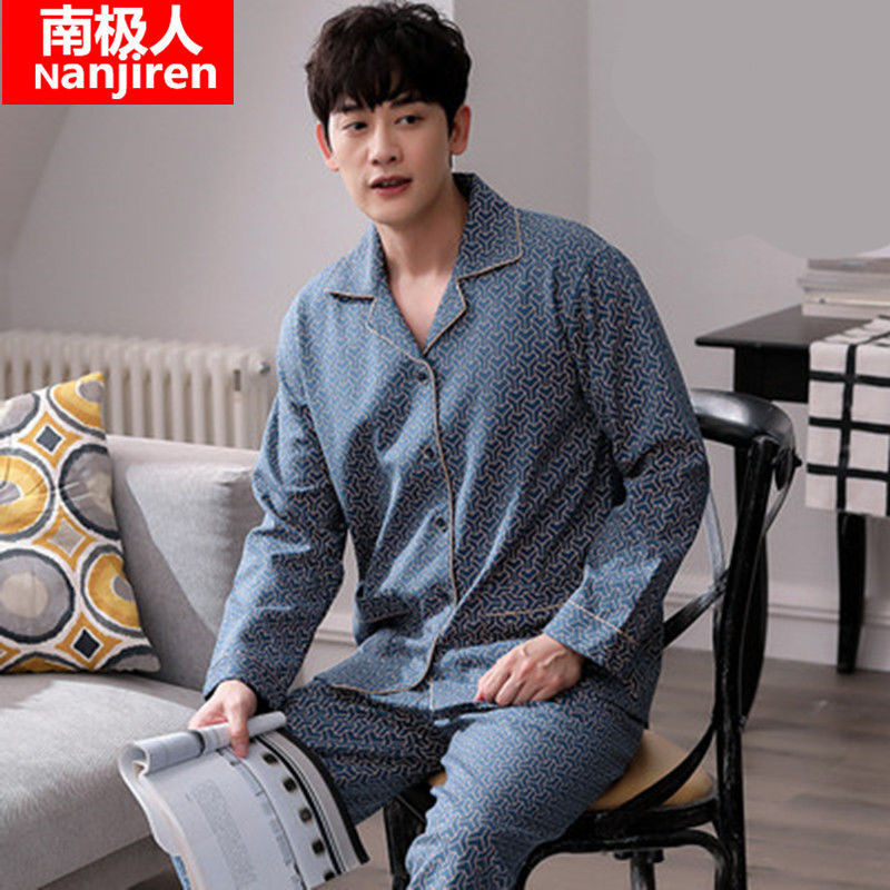Pijamas hombres primavera y otoño 100% algodón de manga larga juventud Otoño e Invierno casual cómodo más tamaño 200kg homewear