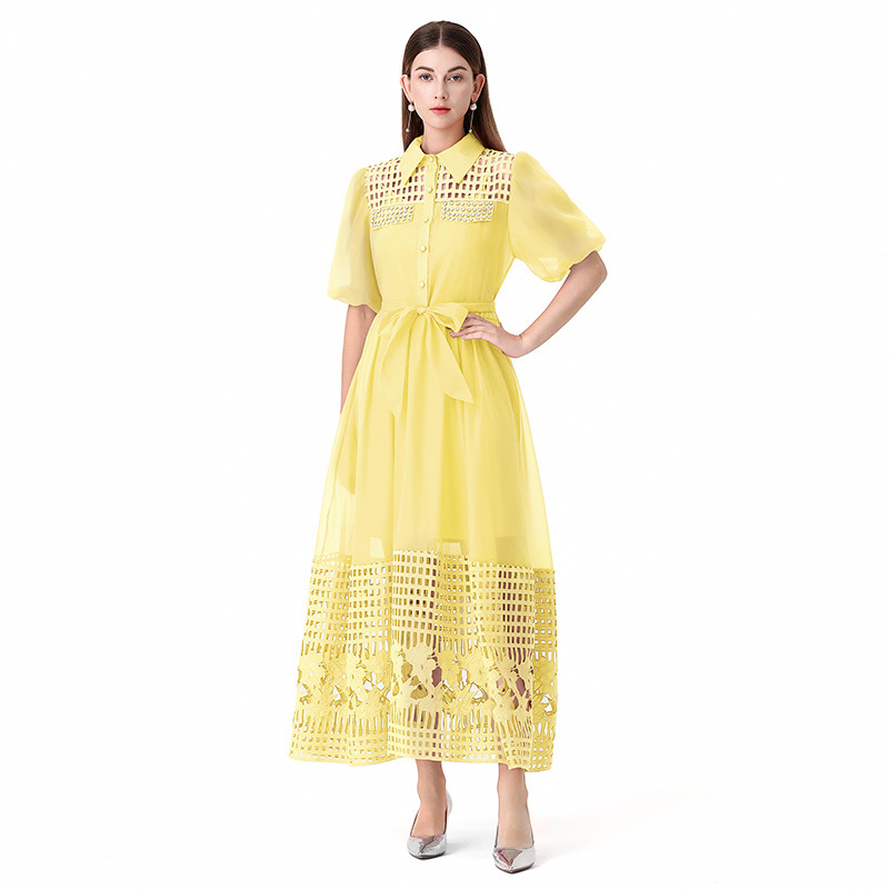 Women's Clothing Elegant Style Tie Waist Short Sleeve Women's Clothing Dress For Formal & Casual For Women_ecoleips.com
