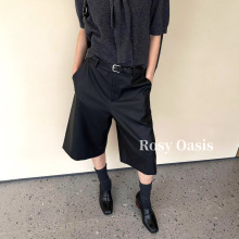 2025秋季新款皮短裤一韩式简约休闲裤宽松显瘦直筒五分裤女E6212