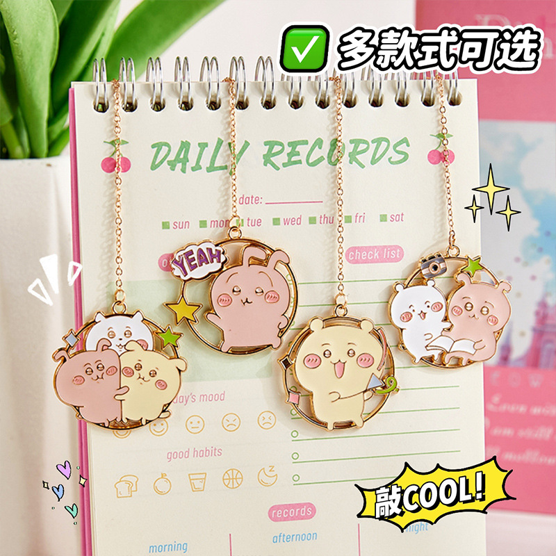 Jijiwaka adorable aleación de zinc marcadores de alto valor de belleza del corazón de la niña marcadores de metal para estudiantes pequeños regalos exquisitos