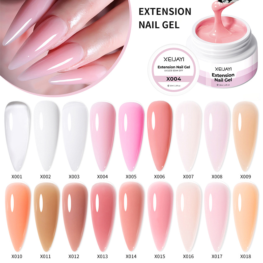 Pegamento de esmalte de uñas al por mayor Poly Gel Crystal pegamento de extensión 30ml pegamento de fototerapia bandeja sin papel Jelly Glue para salón de uñas
