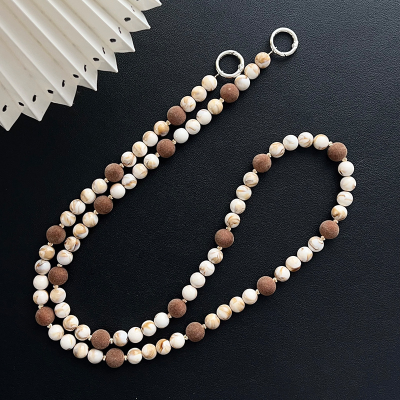 베이지 2색 플로킹 롱 체인 - 길이 약 117CM