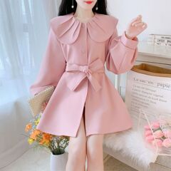 秋冬季年外套春大衣女2025灯笼袖娃娃领小个子新款短款风衣英伦风