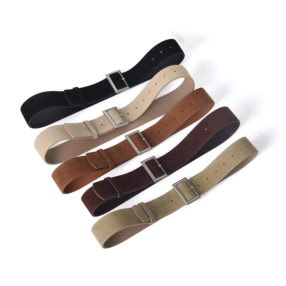 Versatile New Women's Leather Belt Fashion Alloy Wide Waist Belt Genuine Leather Waist Cincher For Coats Retro Decorative Slimming Simple Style - Thumbnail 2