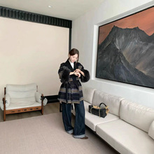 2025冬季羊毛格子双面羊绒大衣女宽松廓形小香风毛呢外套