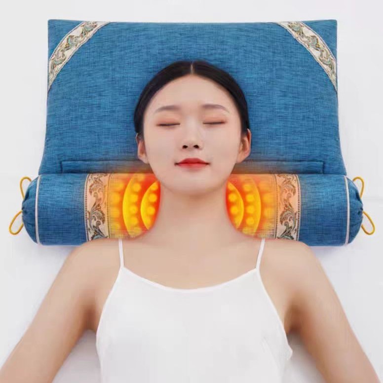 頸椎枕、頸椎を保護する睡眠用枕、ヨモギ、そば、決明子入り円筒形ネックピロー|undefined