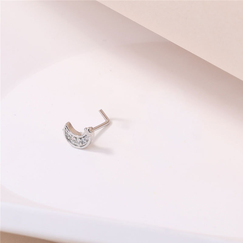 Star And Moon L-shaped Nose Stud In Copper With Zircon For Men_voghion.com