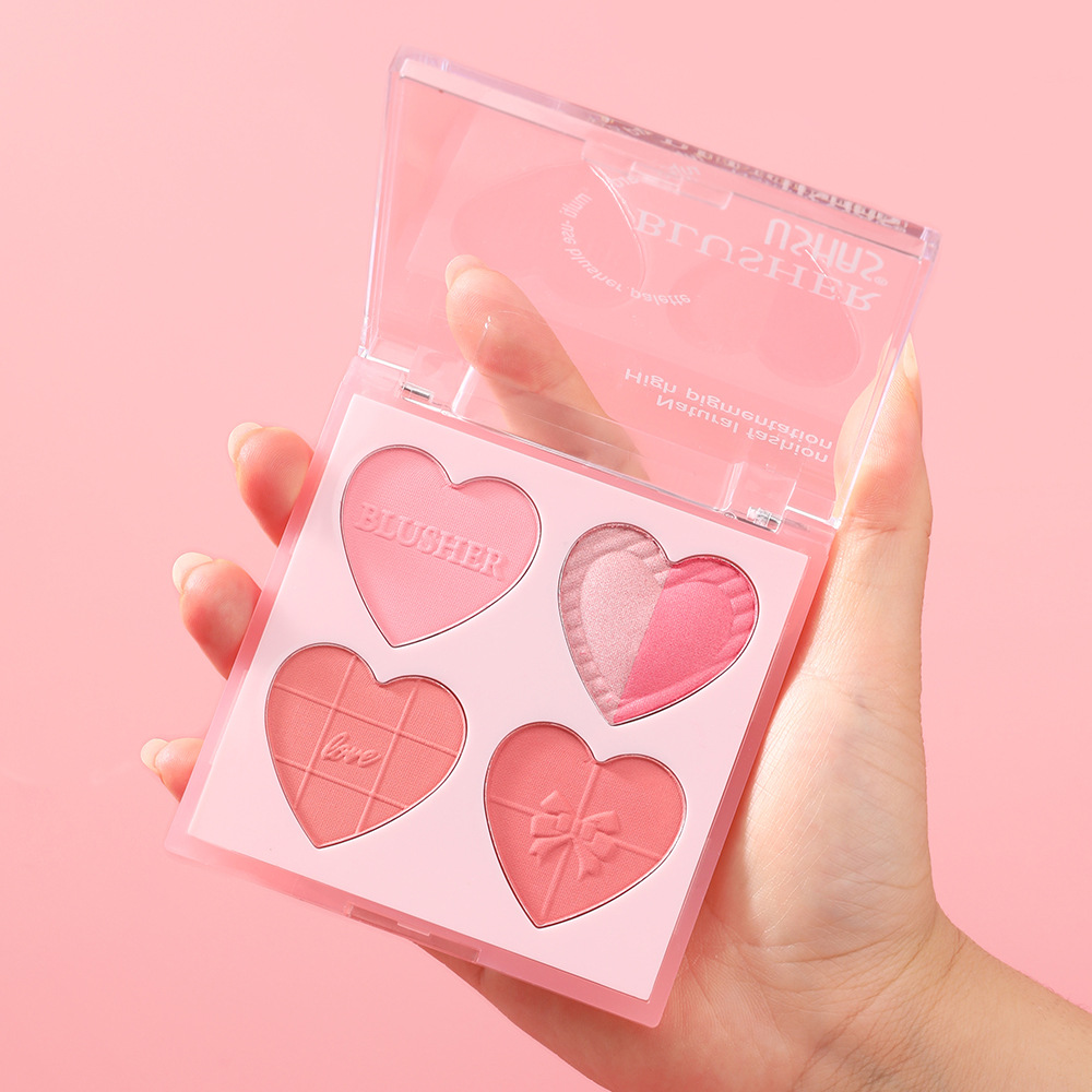 USHAS transfronterizo venta caliente amor blush vigor natural cuatro colores placa de blush al por mayor UF097