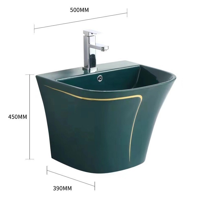 Color Cheongsam colgando lavabo cerámico Sudáfrica Sudeste Asiático Medio Oriente una lavabo colgando la pared colgando lavabo