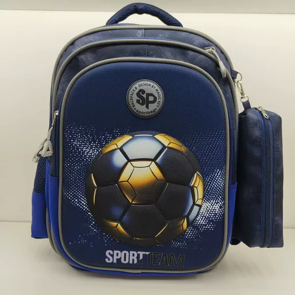 Cross-border school bag 2026 cartoon football 3D hard shell backpack foreign trade South America pencil case two-piece set
