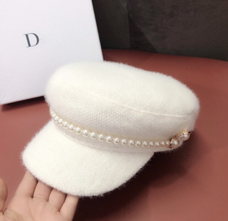 Kis illatos szél gyöngyház nercszőr sötétkék kalap női őszi-téli francia Hepburn stílusú hírességek egyszerű és sokoldalú sapkája_voghion.com