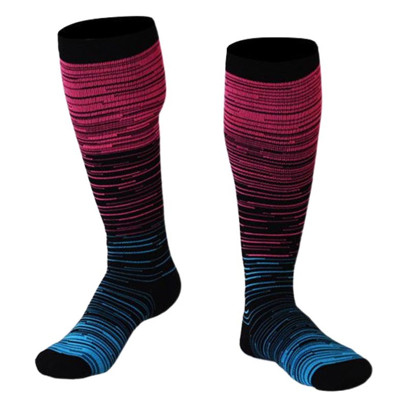 Medias elásticas transfronterizas, medias de compresión a rayas degradadas, fitness running, medias transpirables, pantorrillas, piernas delgadas, calcetines de nylon al por mayor