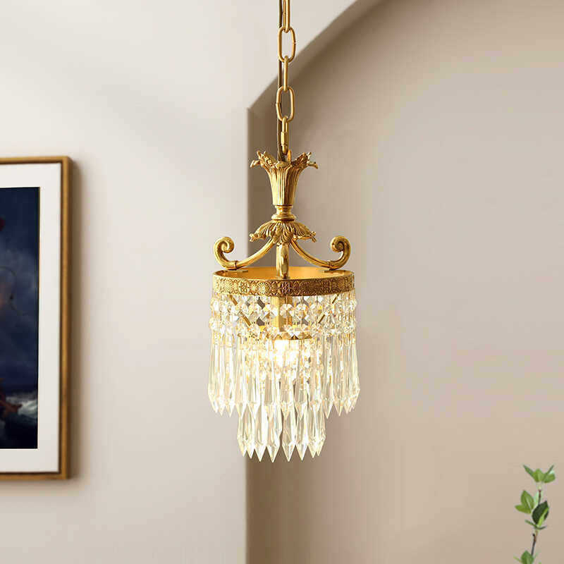 French Retro All-Copper Crystal Medieval Style Small Chandelier Bedroom Bedside Lamp Corridor Entrance Cloakroom Hallway French Retro All-Copper Crystal Medieval Style Small Chandelier Bedroom Bedside Lamp Corridor Entrance Cloakroom Hallway