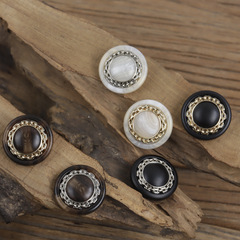 Small, retro-style imitation wood-grain suit buttons, metal button suit jacket, women's clothing button, double-sided nylon coat button