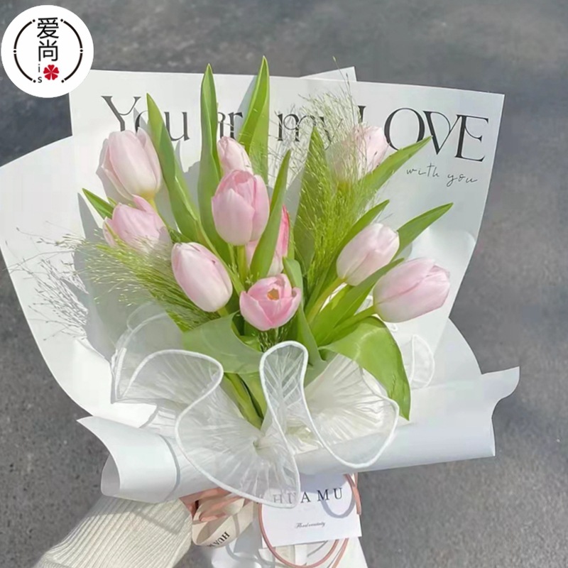 新款ins风简约网红纸花艺包花纸英文艺术牛皮纸花店鲜花包装材料