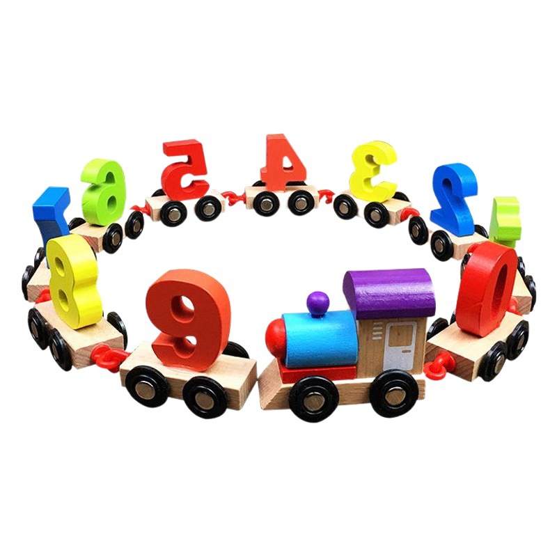 Tren de arrastre digital madera niños educativos combinación montaje bloques construcción y niñas juguetes