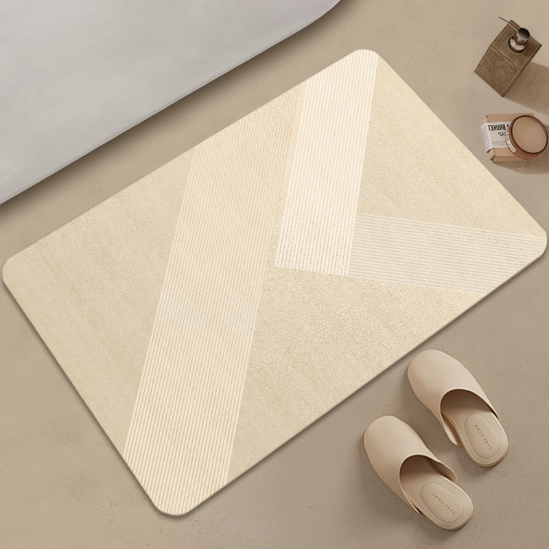 Antislip toiletmat van diatomeeënaarde in Scandinavische stijl, eenvoudige look, waterabsorberend en sneldrogend._voghion.com