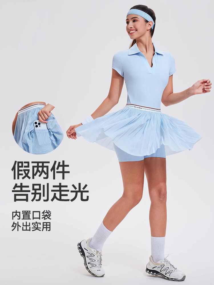 Conjunto Deportivo Caijue para Mujer, Traje de Tenis de Dos Piezas con Falda Plisada y Camiseta Polo de Manga Corta, Atuendo de Bádminton Estilizador