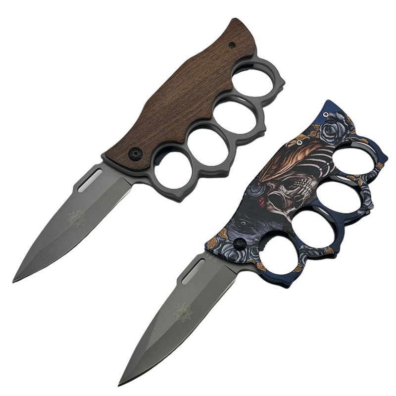 阳江直销户外高硬度折叠拳套刀具锋利野营水果刀车载破窗求生刀具