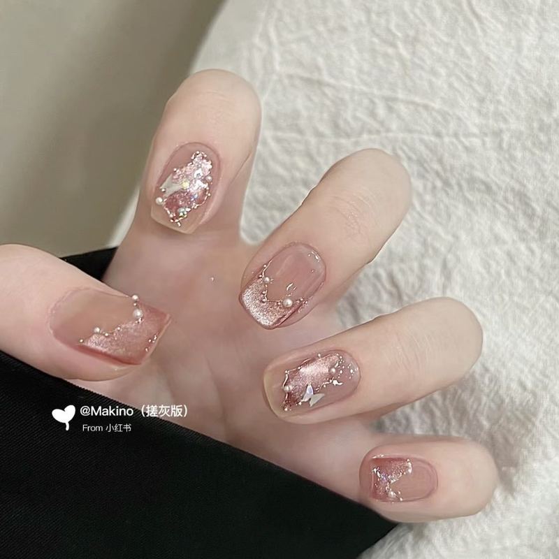 Pure manual phototherapy wearing nail butterfly effect finished product reusable nail patch detachable Pure manual phototherapy wearing nail butterfly effect finished product reusable nail patch detachable
