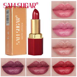 Cross-border Makeup SAM SUGAR 6-color Pearlescent Lipstick Hold Makeup Good Color Enhance Color Velvet Moisturizing Lip Gloss