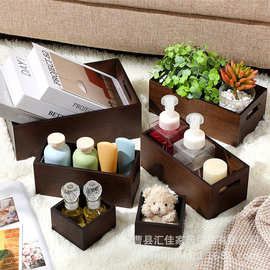带手柄木制嵌套乡村农舍盒适用于厨房浴室家庭派对餐桌装饰储物盒