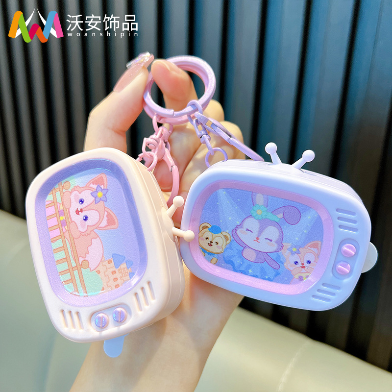 Mini handheld TV game machine keychain Tetris toy key chain pendant small gift wholesale