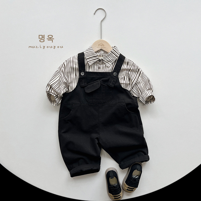 Estilo coreano ~ camisa para niños 2024 primavera niños rayas verticales superior personalizada de las mujeres estilo japonés coreano ropa de moda para niños