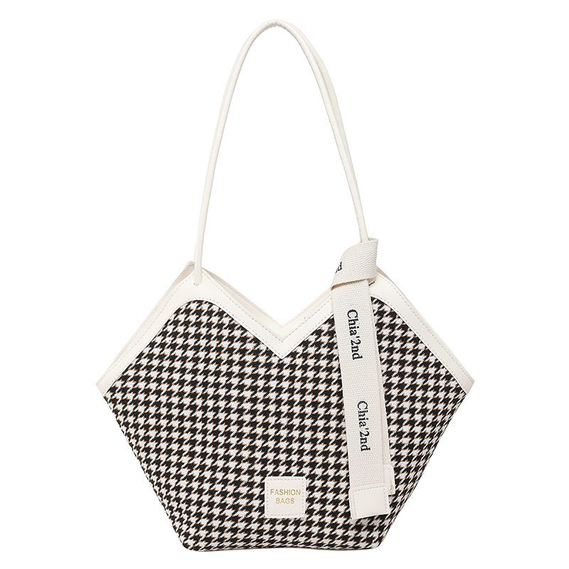 2025 nuevo estilo bolso de hombro con textura bolso de hombro a cuadros de gran capacidad bolso de viaje de aire extranjero cesta de verduras bolso femenino