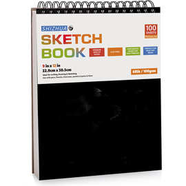 定制9*12英寸本白美术绘画本100页线圈sketchbook素描本跨境专供