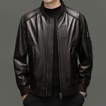 秋冬新款海宁真皮皮衣男士头层牛皮机车皮夹克外套时尚潮流骑行服