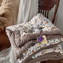2025新款全棉双层纱豆豆被被子被芯婴幼儿豆豆绒安抚被现货批发