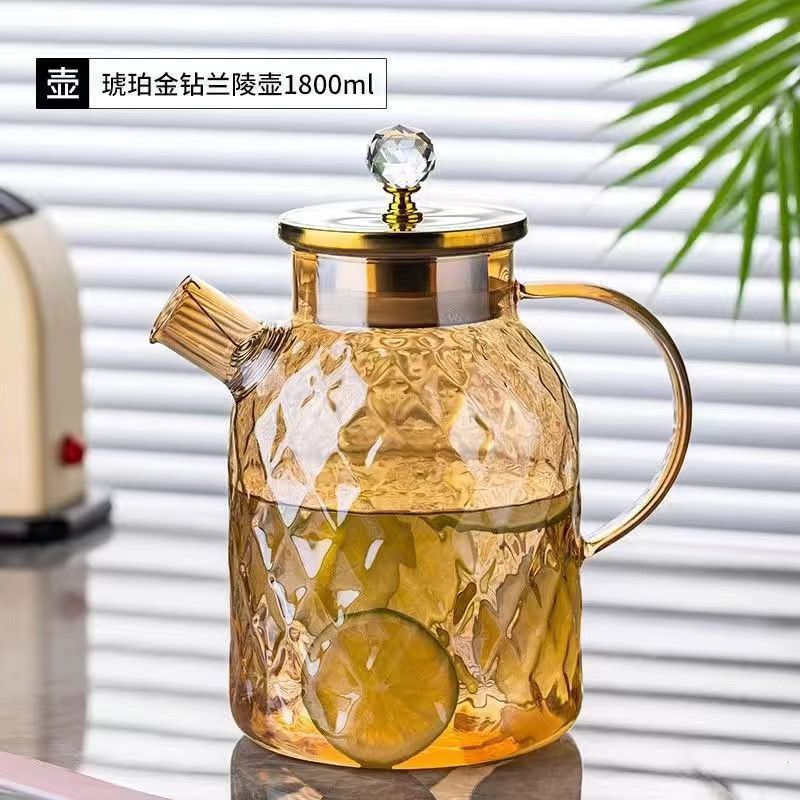 Eliminación de almacenamiento de alta borosilicona tetera de agua fría de vidrio resistente a altas temperaturas tazas de agua set de té de vidrio inventario de artículos solitarios detectados por filtración