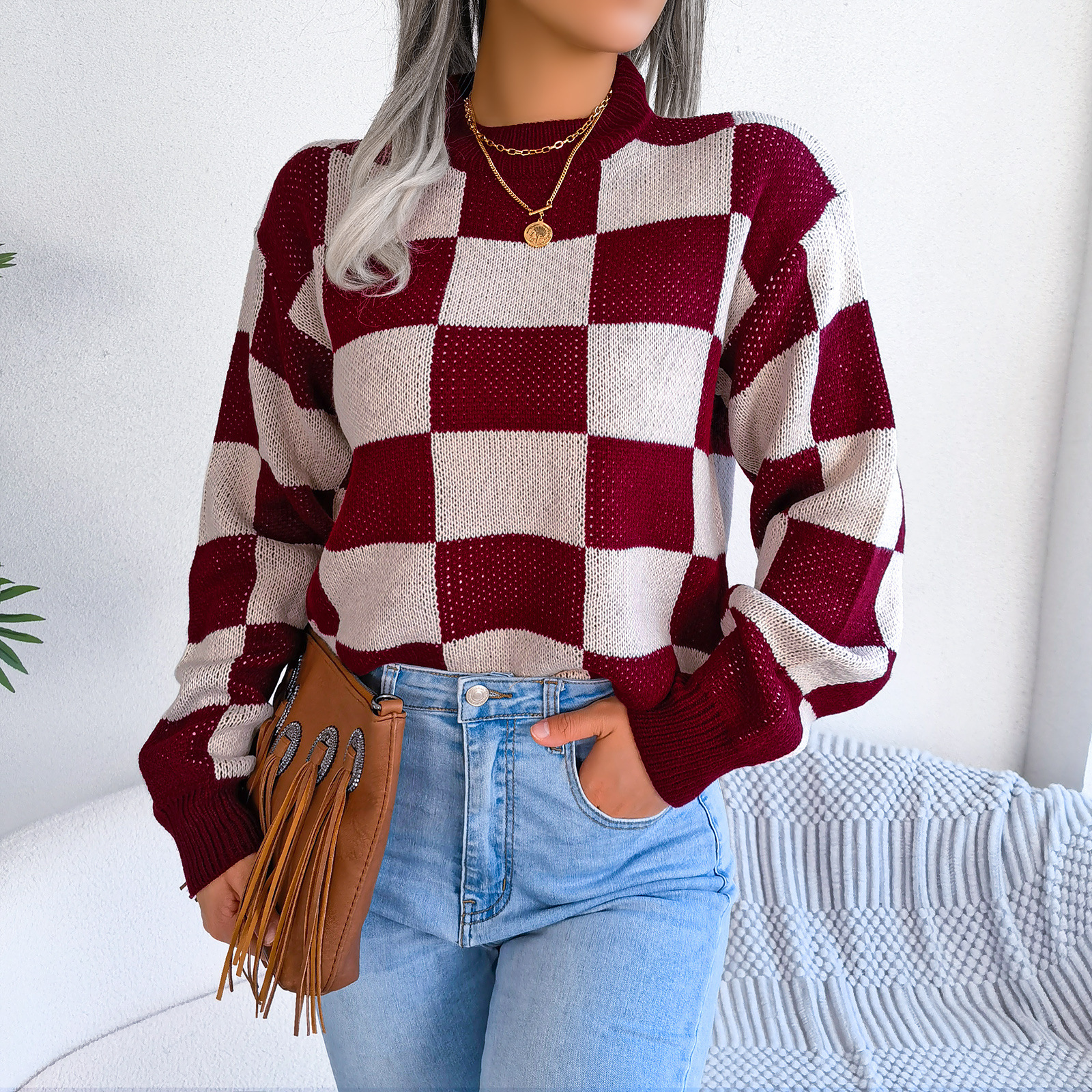 Women's Sweater Long Sleeve Sweaters & Cardigans Casual Lattice display picture 5