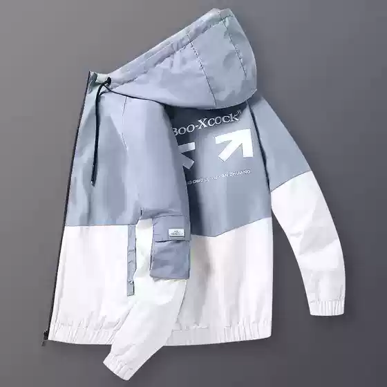 Jacket Men's 2023 Spring and Autumn Men's Hooded Jacket Korean Casual Stitching Youth Top Fashionable Boys' Clothes