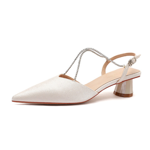 Fuhao  New Arrival Women's Sandals: Casual Closed-Toe Shoes with Chain, Chunky Heel, Shallow & Medium Cut, Round Toe, and Viscose Material