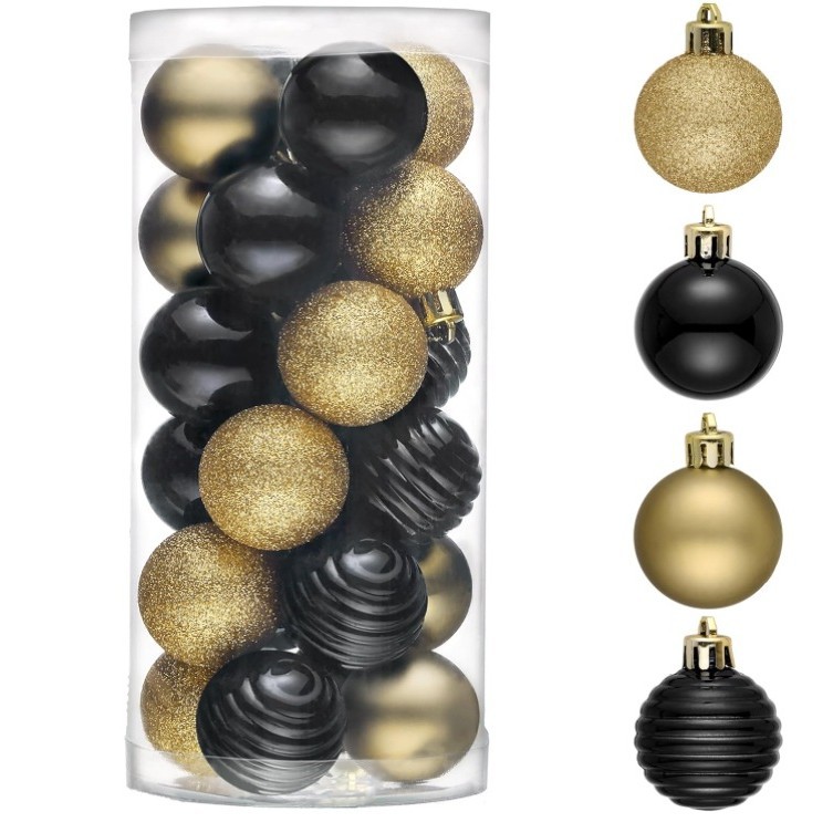 Barril transfronterizo de color bola de Navidad con forma de bola 4cm bola de plástico galvanizado colgante de decoración de árbol de Navidad