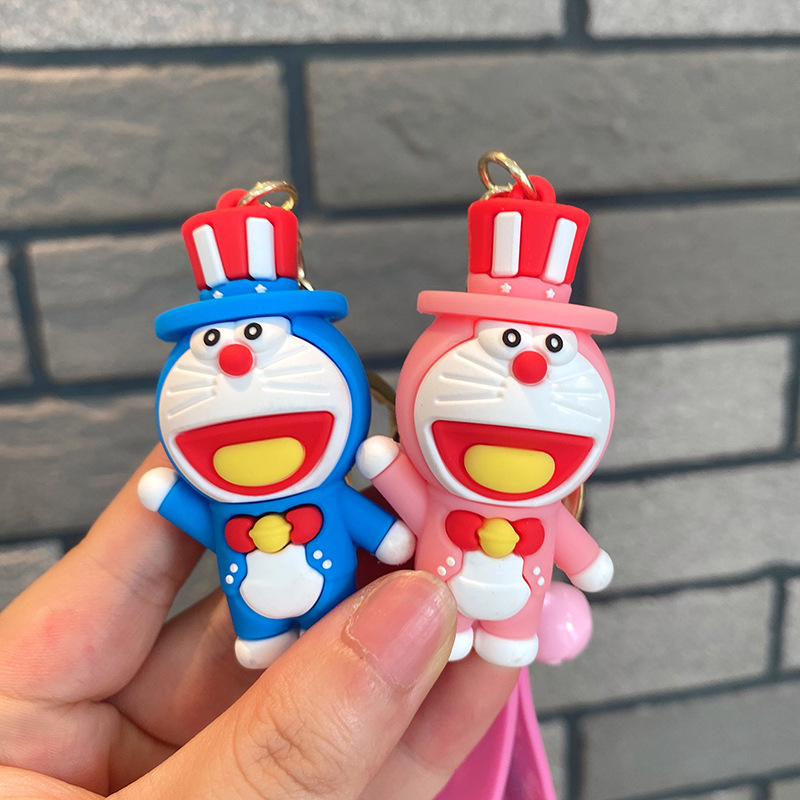 Sombrero mágico Jingdang llavero gato Doraemon silicona muñeca llavero del coche bolsa adornos pequeño regalo