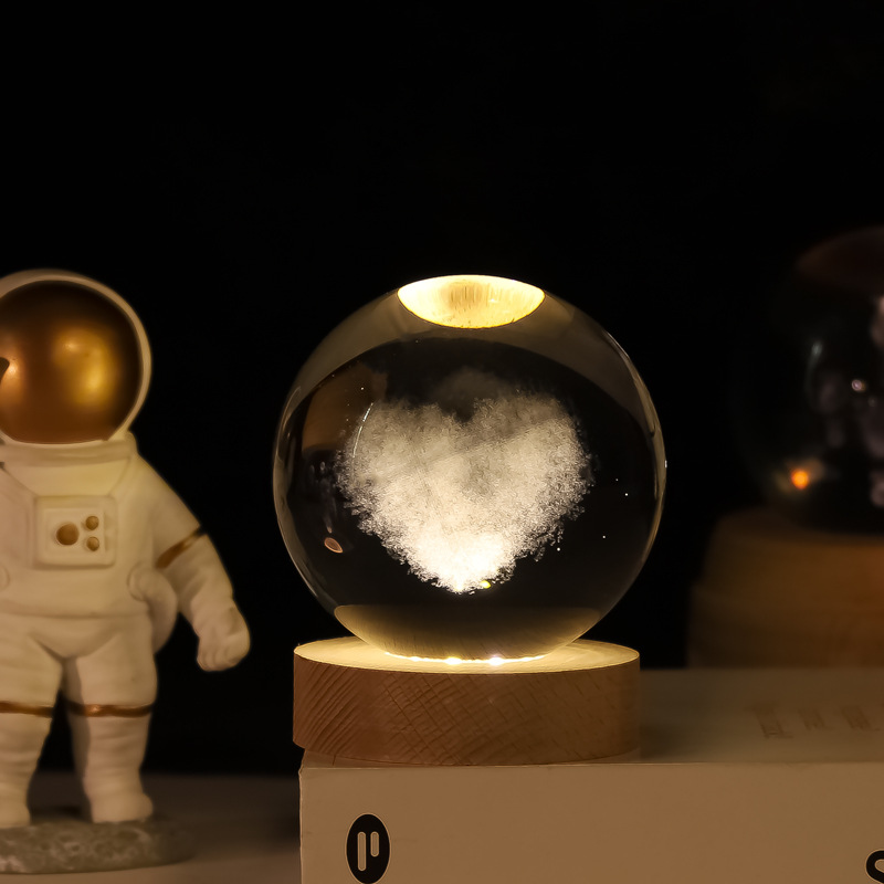 Lámpara Nocturna de Bola de Cristal 3D de Cristal Blanco, Grabado 3D e Iluminación LED, para Decoración y Regalo de Cumpleaños image 20