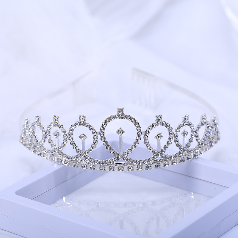 Cross-Border New Arrival Birthday Crown Hair Clasp Bride Ornament Children's Performance Hair Accessories European and American Headband Rhinestone Headdress