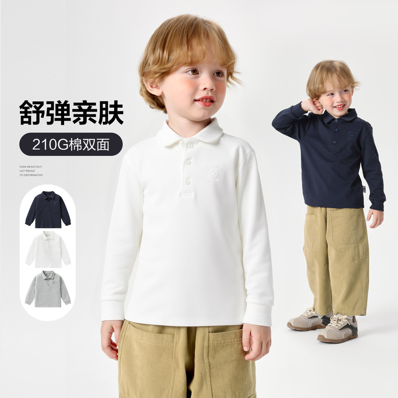Right European Style Boys' Long-Sleeve T-Shirt, Spring and Autumn Wear, Academy Style Polo Shirt, Children's Clothing, New Spring Model for Toddlers
